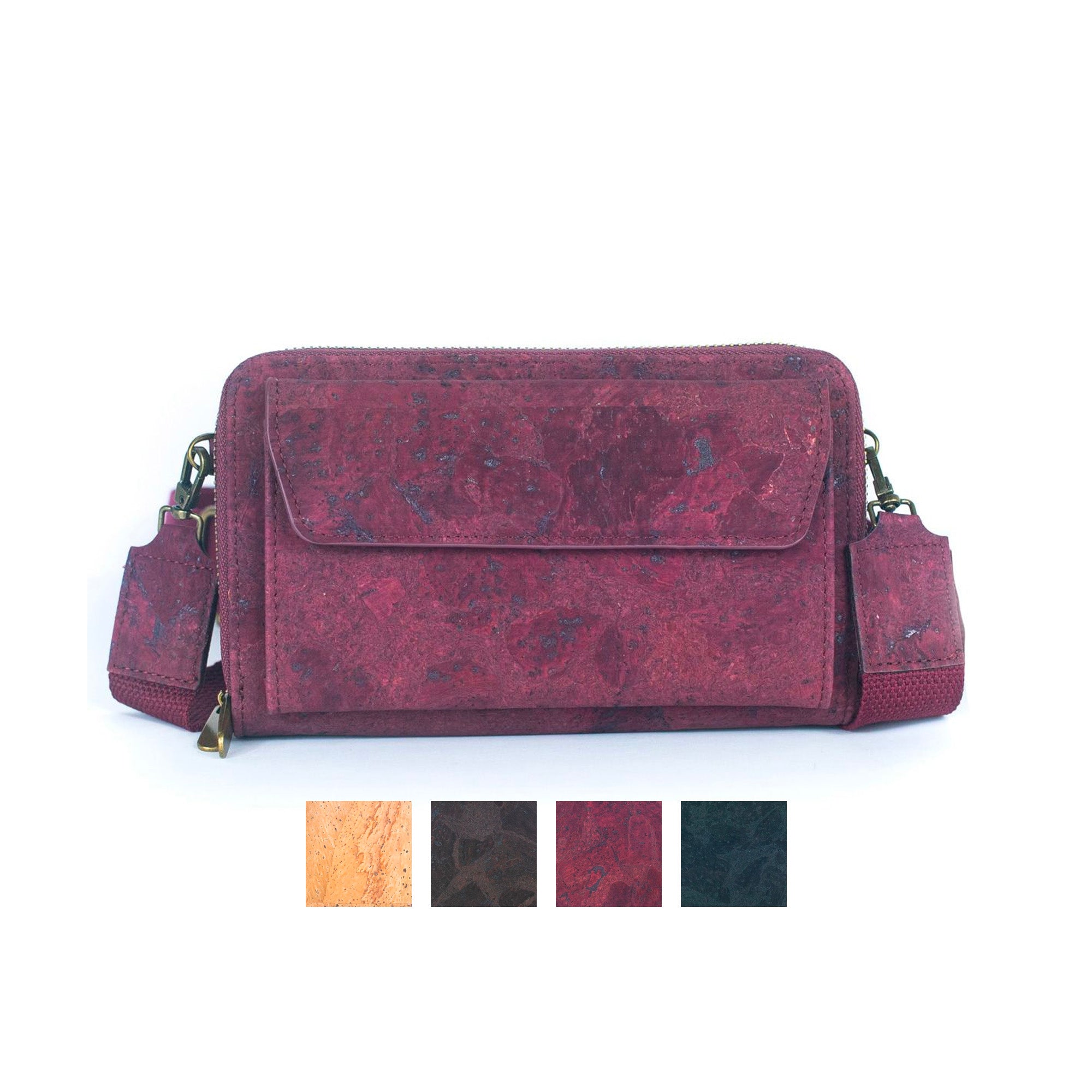 Bolso bandolera de corcho elegante con bolsillo delantero y monedero para teléfono móvil BAG-2271