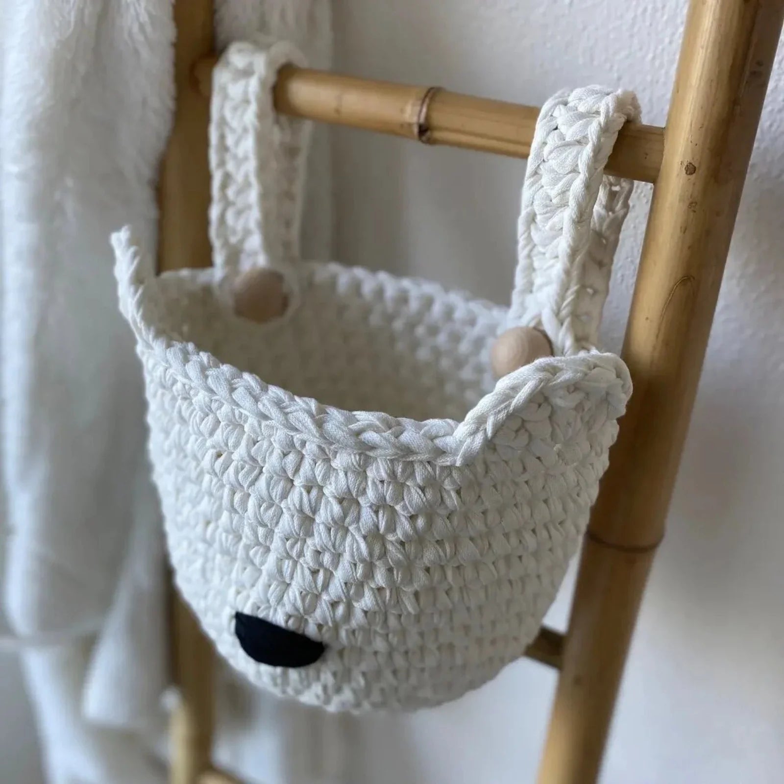 Bear Baskets | Pearl White | Hanging Storage for Cribs