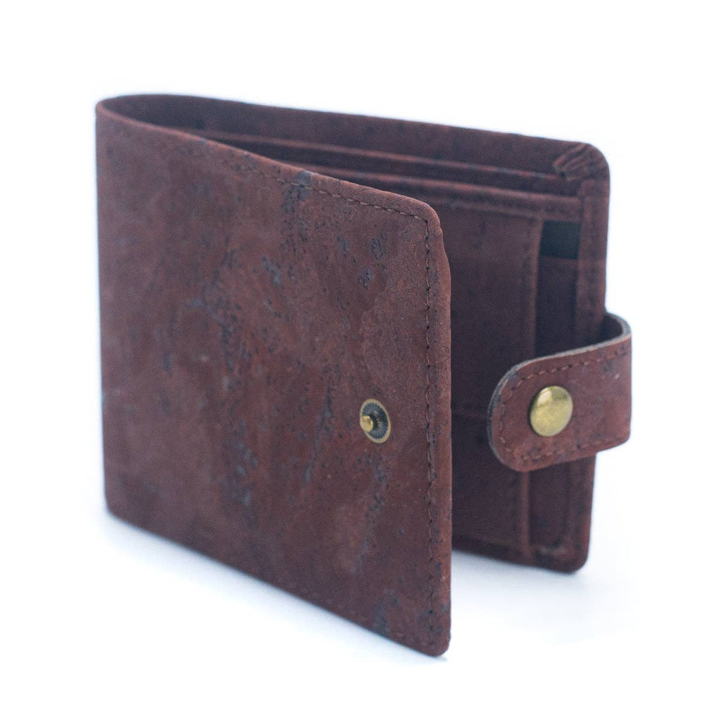 Schlankes zweifach faltbares Portemonnaie aus Kork mit Druckknopf BAG-2270-WALLET