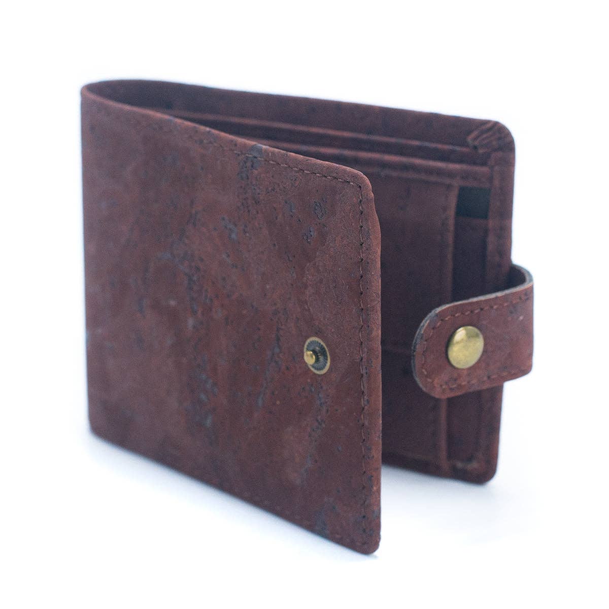 Schlankes zweifach faltbares Portemonnaie aus Kork mit Druckknopf BAG-2270-WALLET