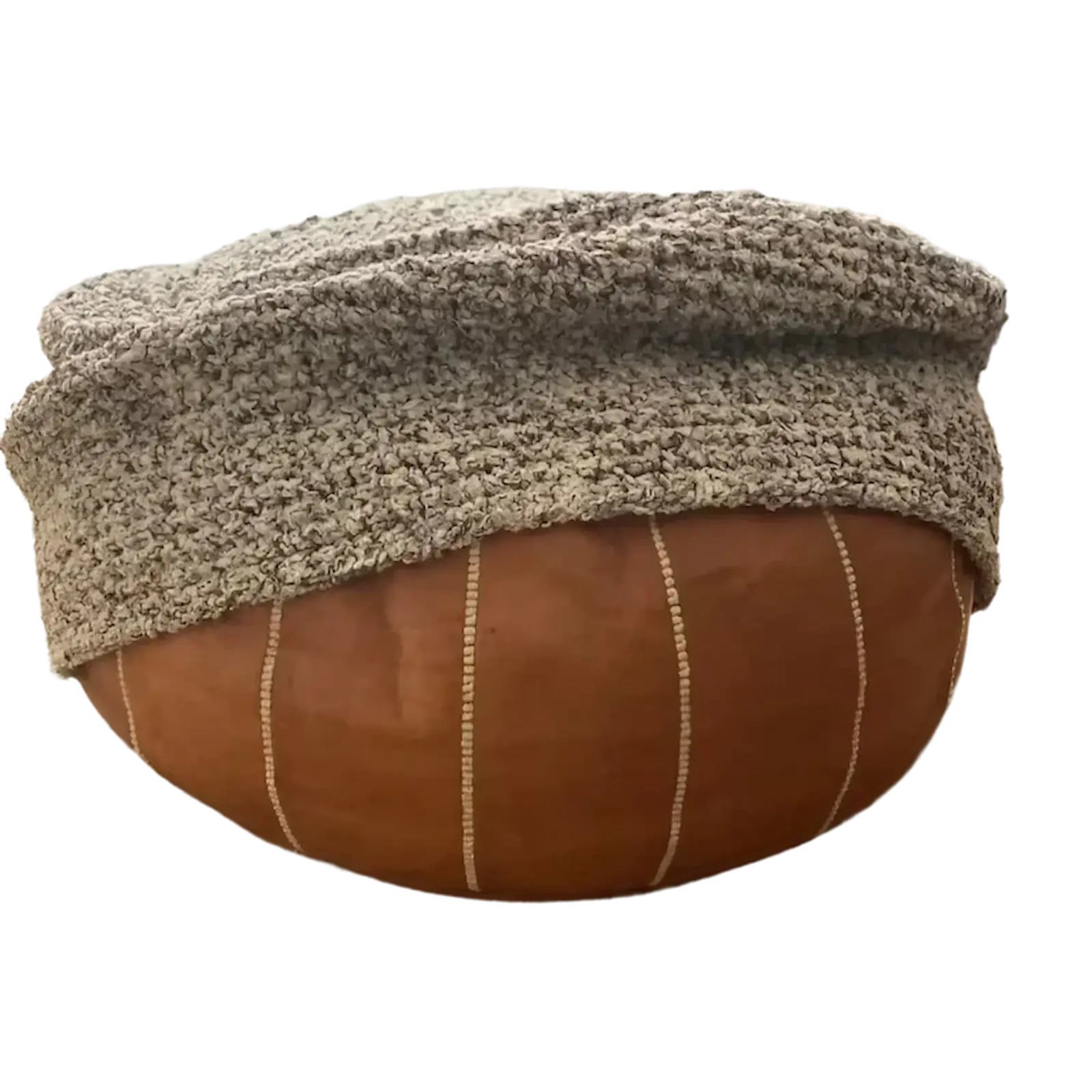 Boucle Ottoman Slipcovers | Round Pouffe Stool Cover