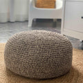 Bouclé Pouf Ottoman | Beige and Brown