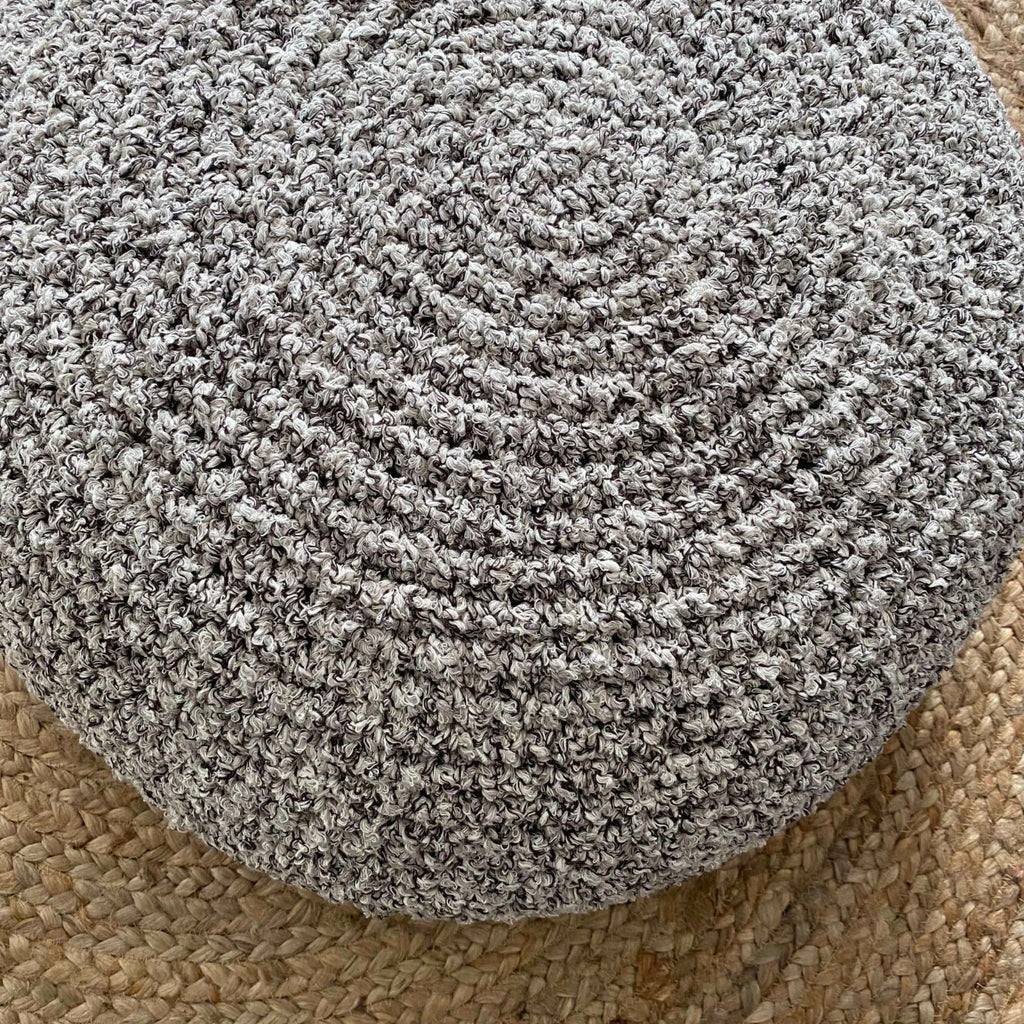Bouclé Pouf Ottoman | Beige and Brown
