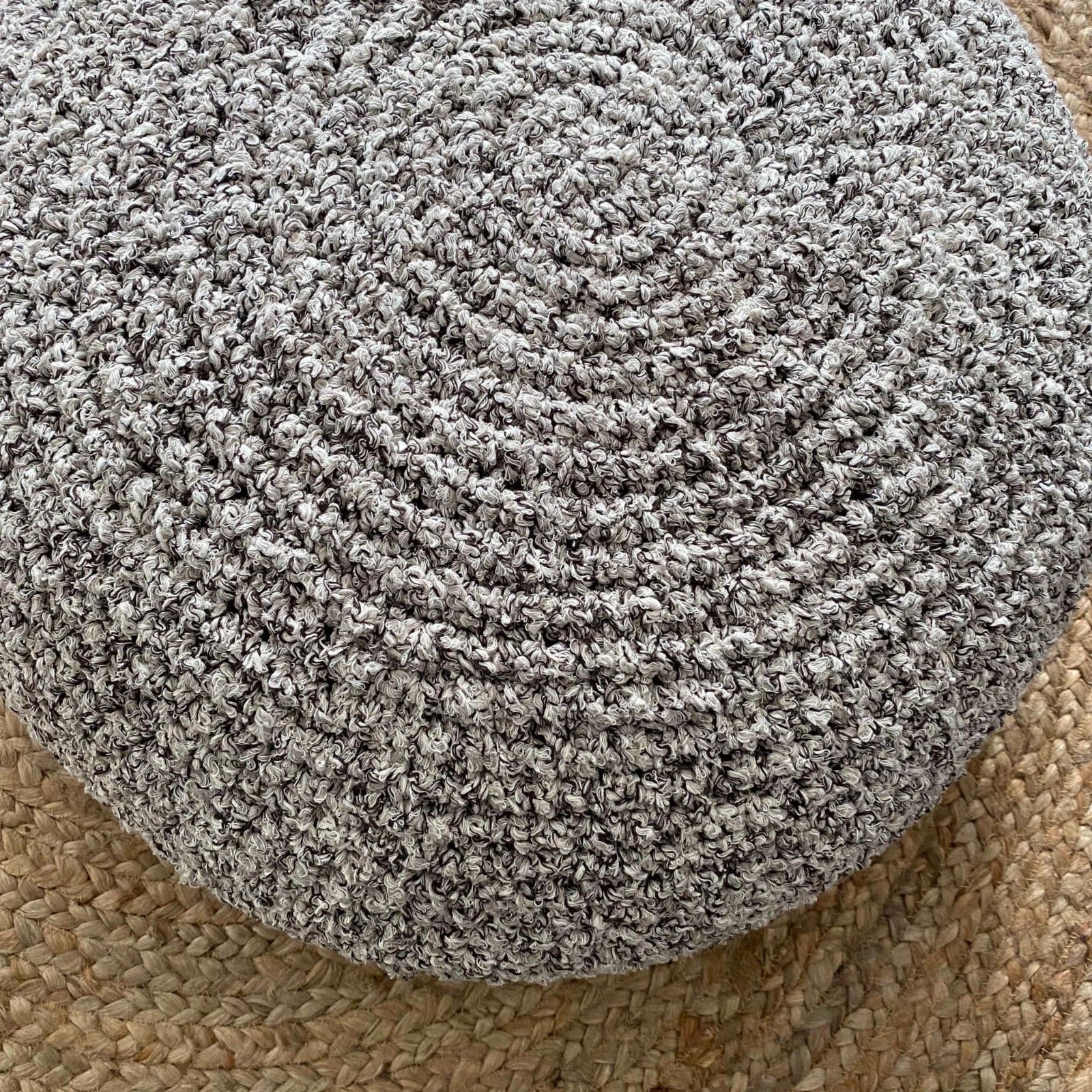 Bouclé Pouf Ottoman | Beige and Brown