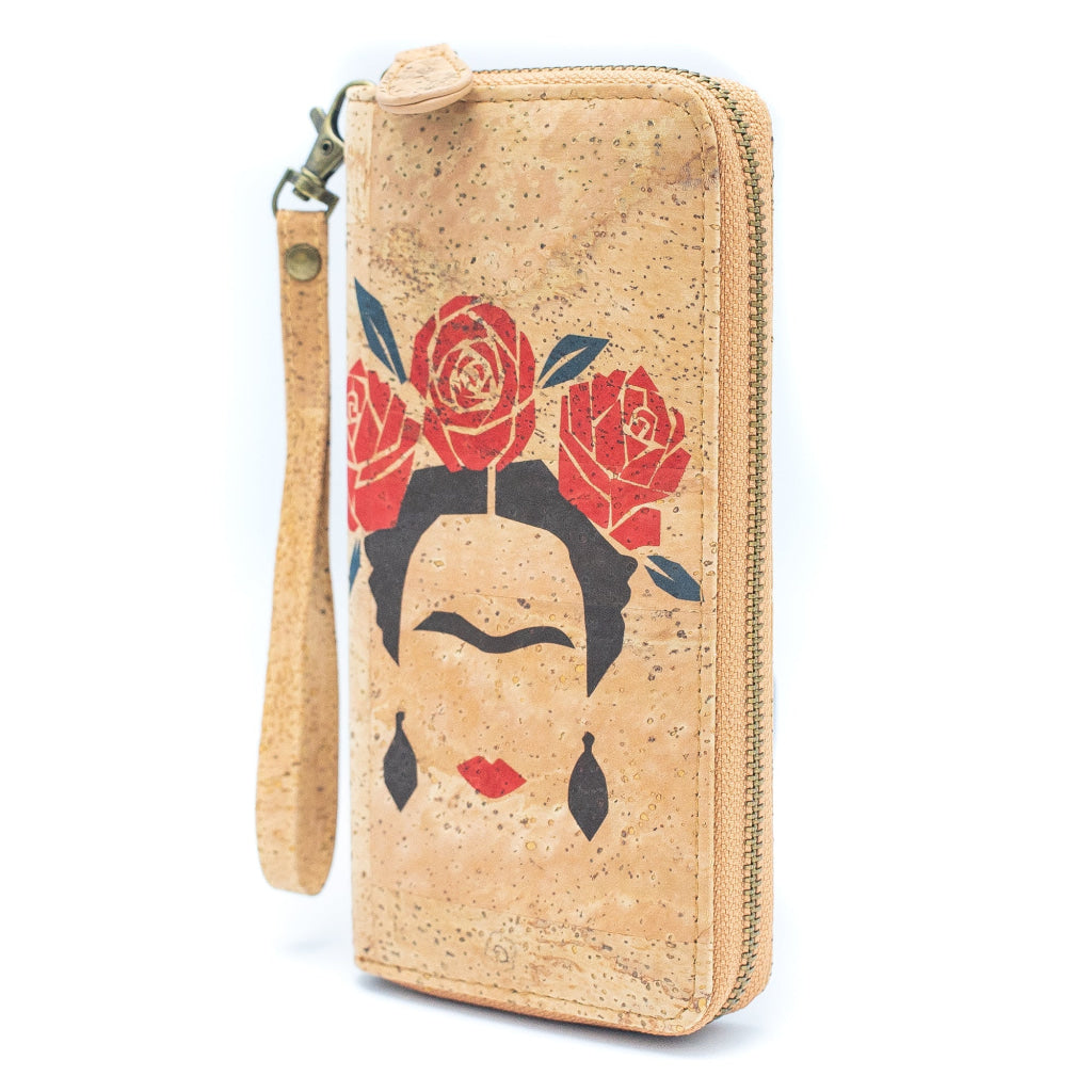 BUY 1 GET 1 FREE: Abstract Frida Art Cork Zipper Wallet- BAG-2076