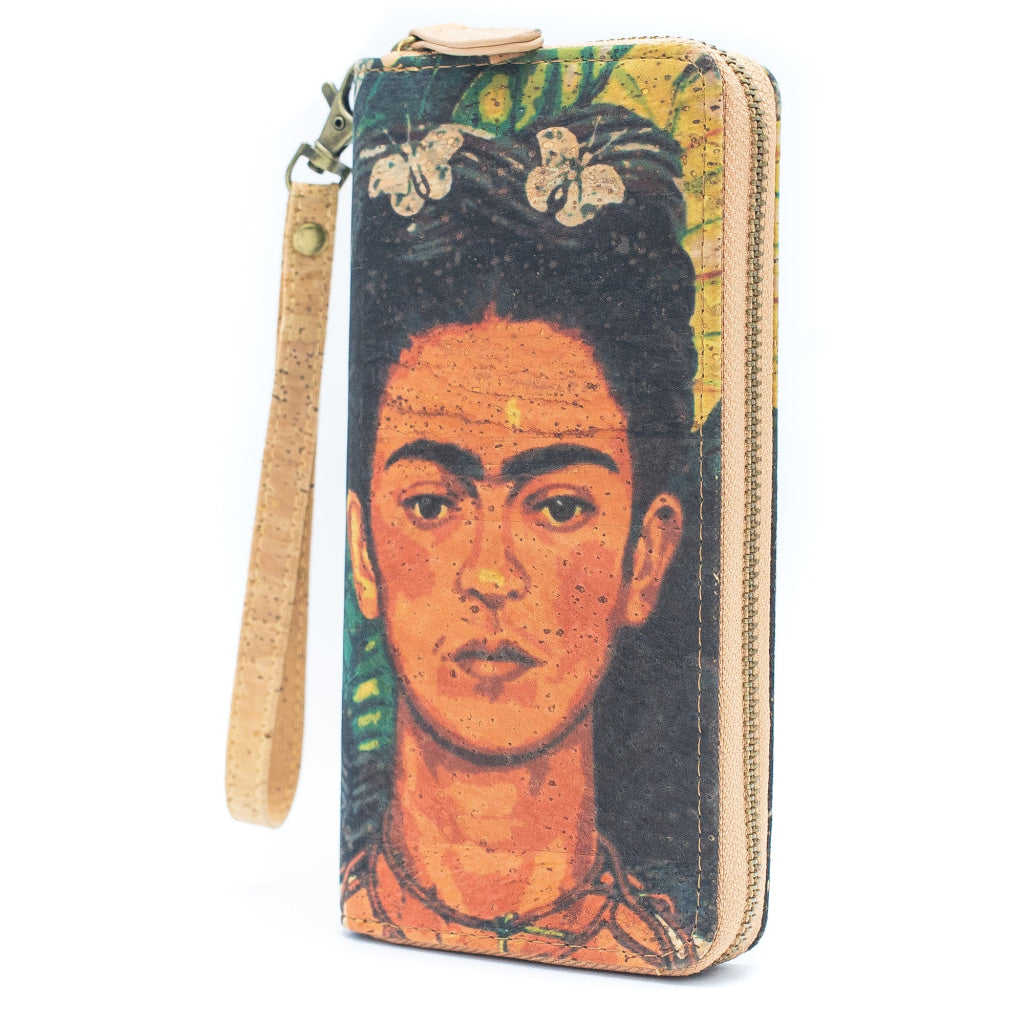 BUY 1 GET 1 FREE: Abstract Frida Art Cork Zipper Wallet- BAG-2076
