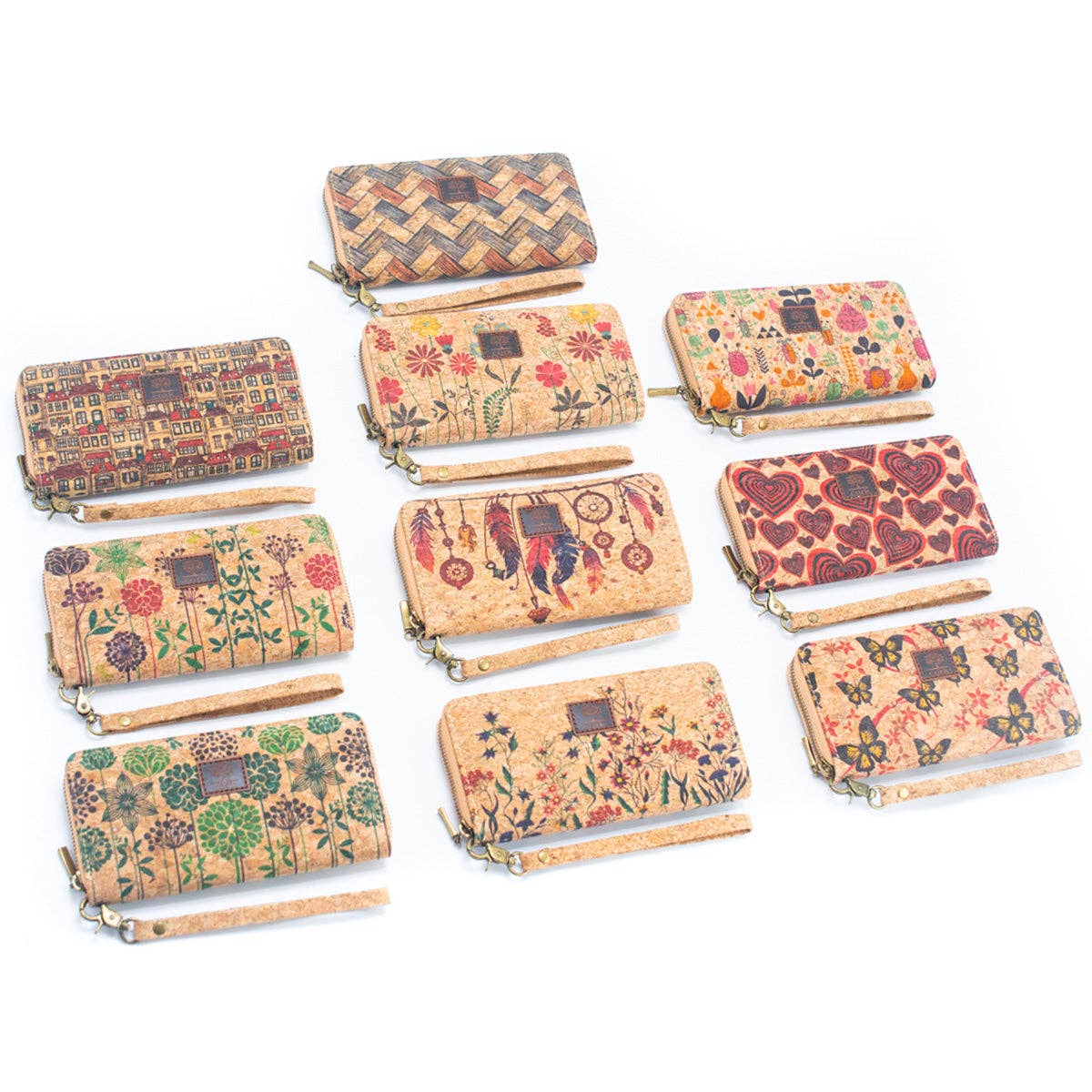 Various patterns natural cork women zipper card wallet BAG-2235
