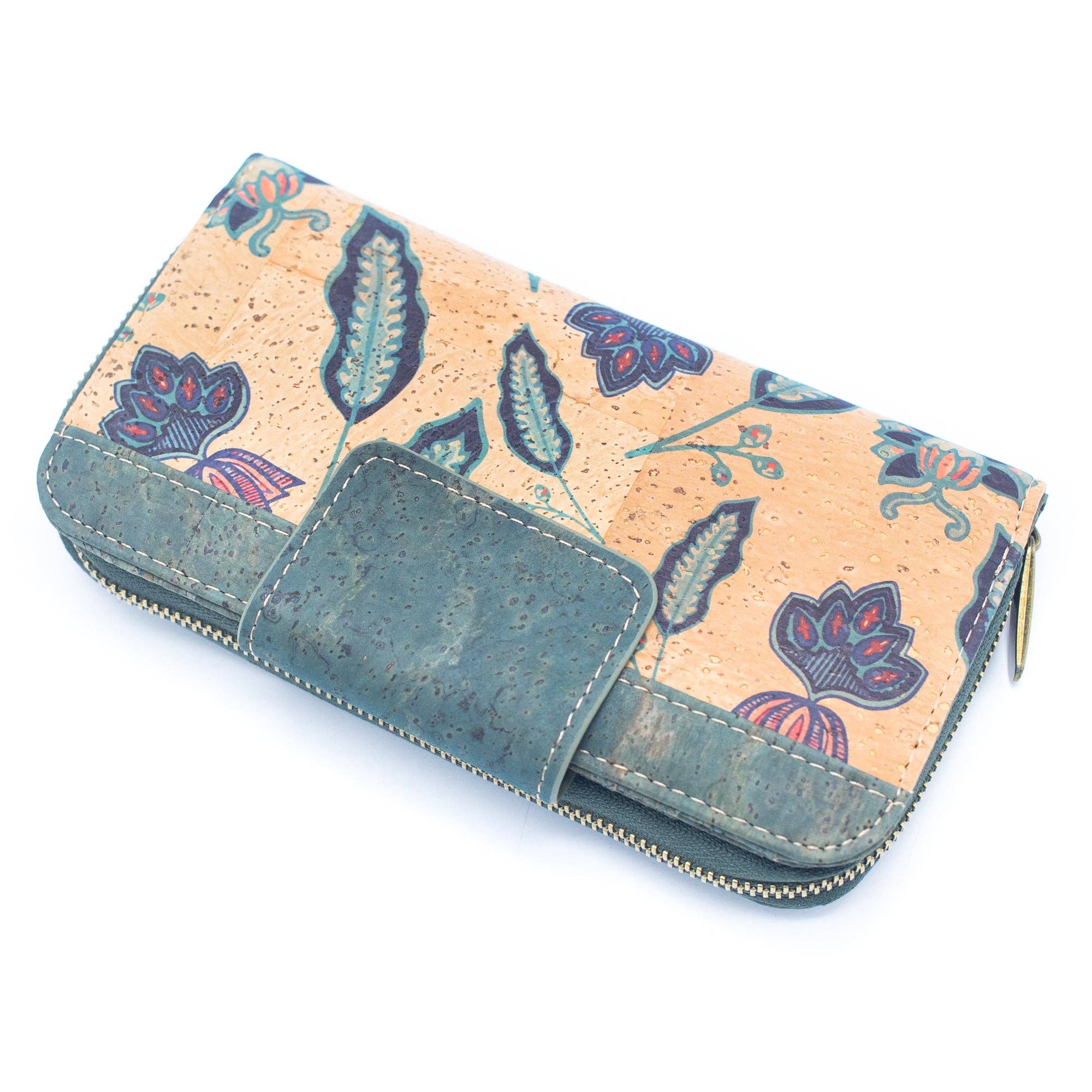 Billetera Bifold para Mujer de Corcho Color Turquesa con Diseño de Corcho BAG-2089