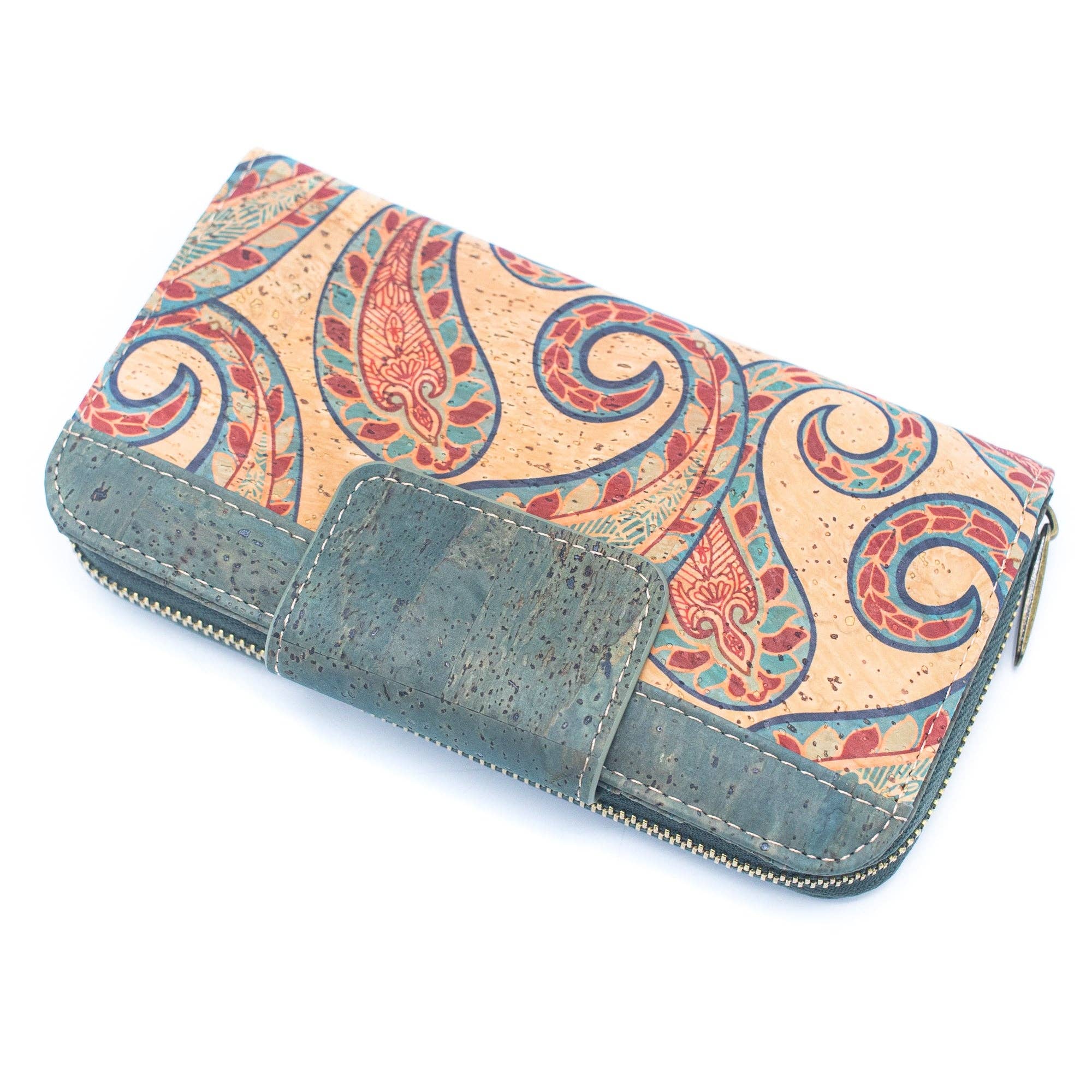Billetera Bifold para Mujer de Corcho Color Turquesa con Diseño de Corcho BAG-2089