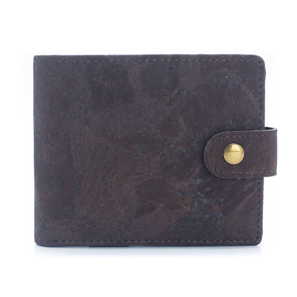 Schlankes zweifach faltbares Portemonnaie aus Kork mit Druckknopf BAG-2270-WALLET