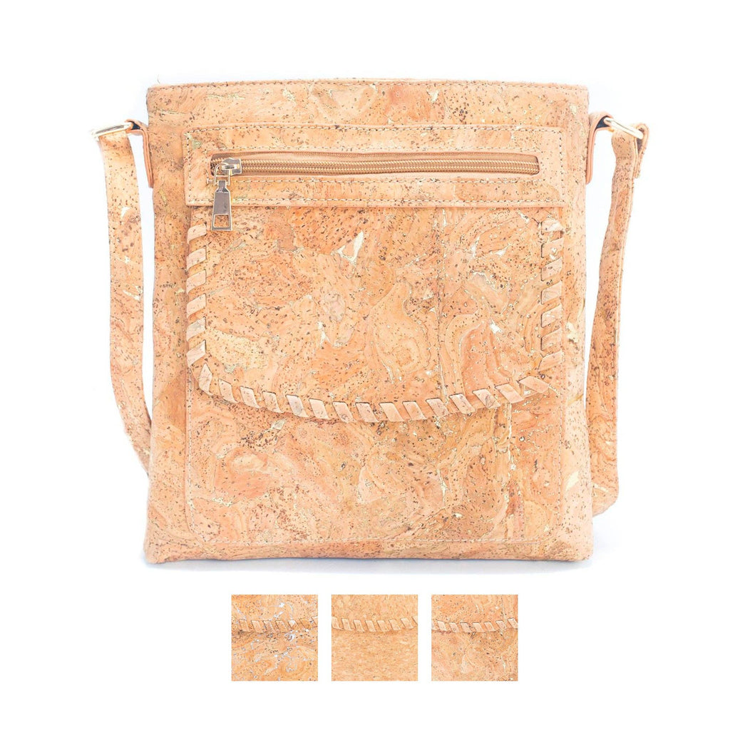 Corcho Natural con Acentos Dorados y Plateados - Bolso bandolera de Corcho para Mujer BAG-2251