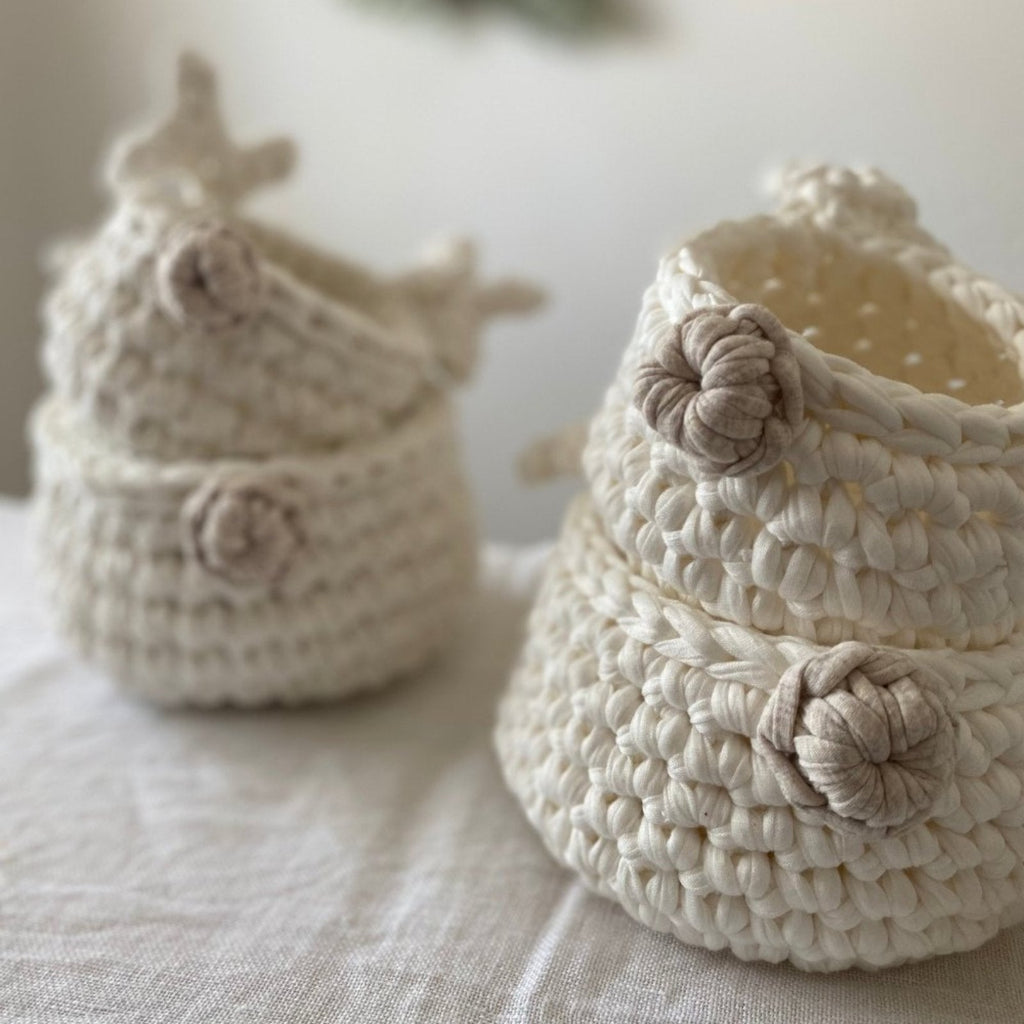 Cesta de Crochê Rena Rodolfo