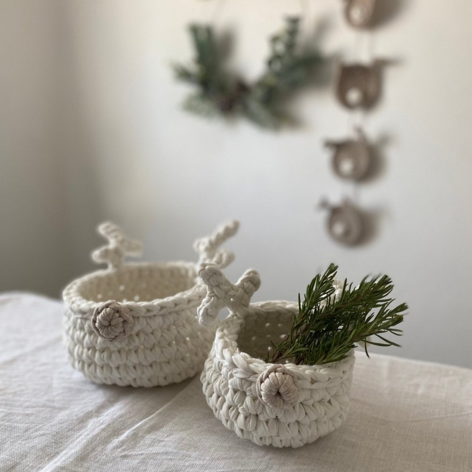 Cesta de Crochê Rena Rodolfo