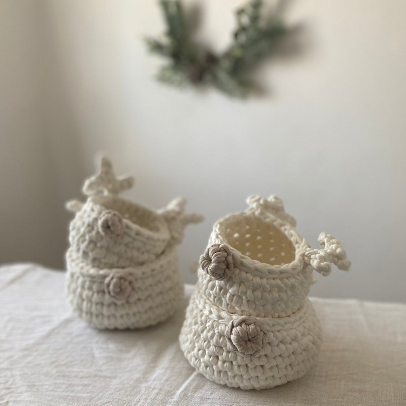 Cesta de Crochê Rena Rodolfo