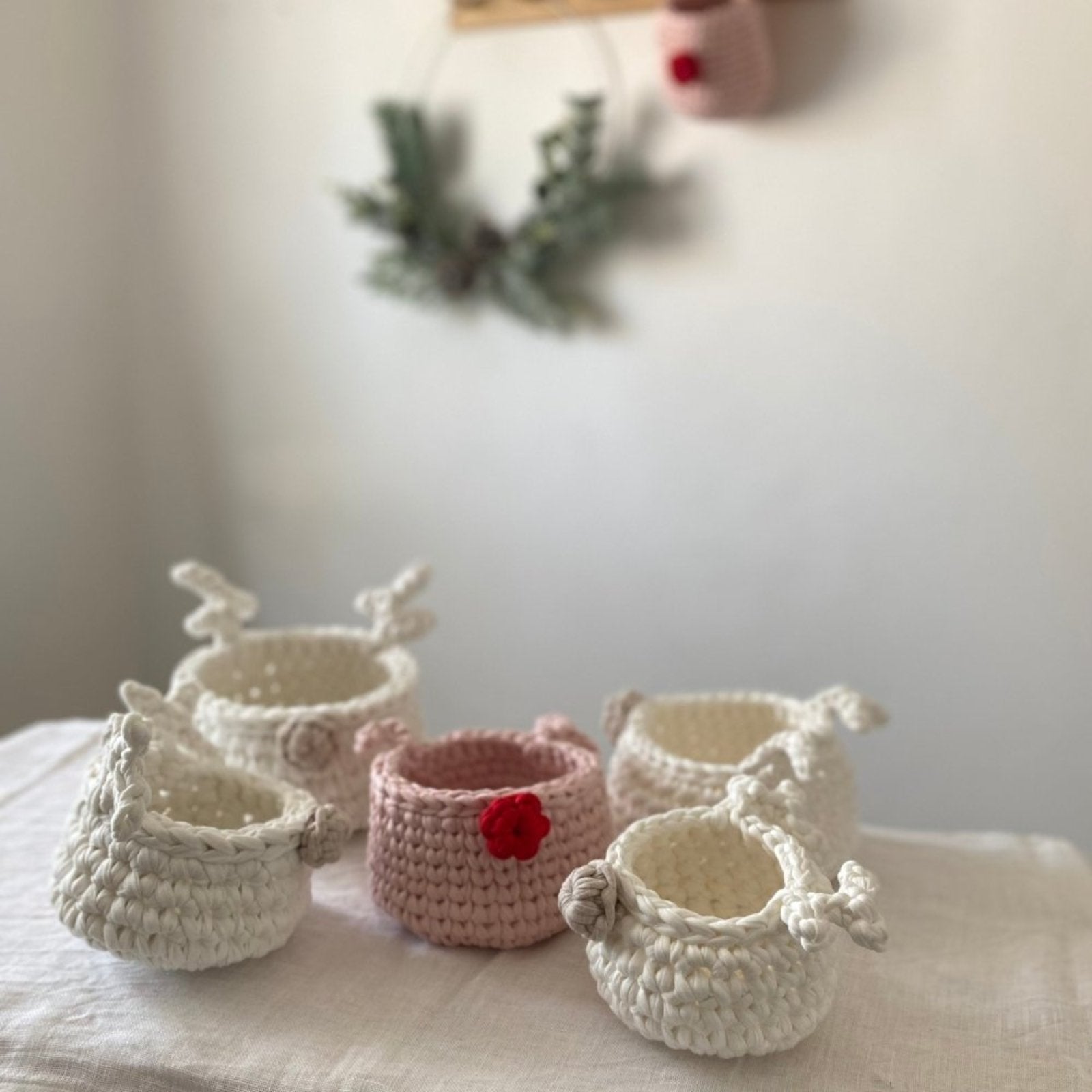 Cesta de Crochê Rena Rodolfo
