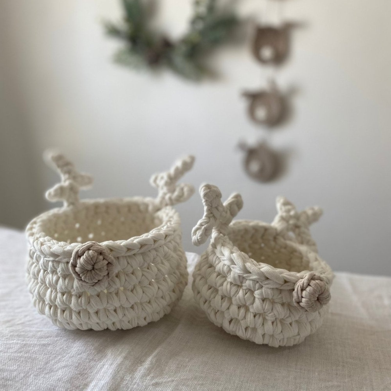 Cesta de Crochê Rena Rodolfo