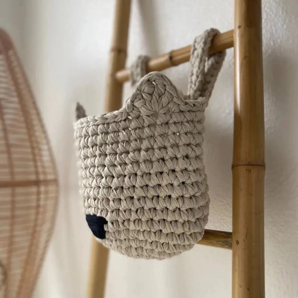 Crochet Fox Baskets | Light Beige Crib Storage
