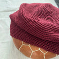 Crochet Ottoman Slipcovers, Burgundy Round Pouf Cover