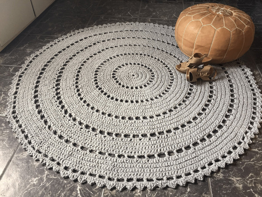 Crochet Round Doily Rug, Mandala Floor Mat
