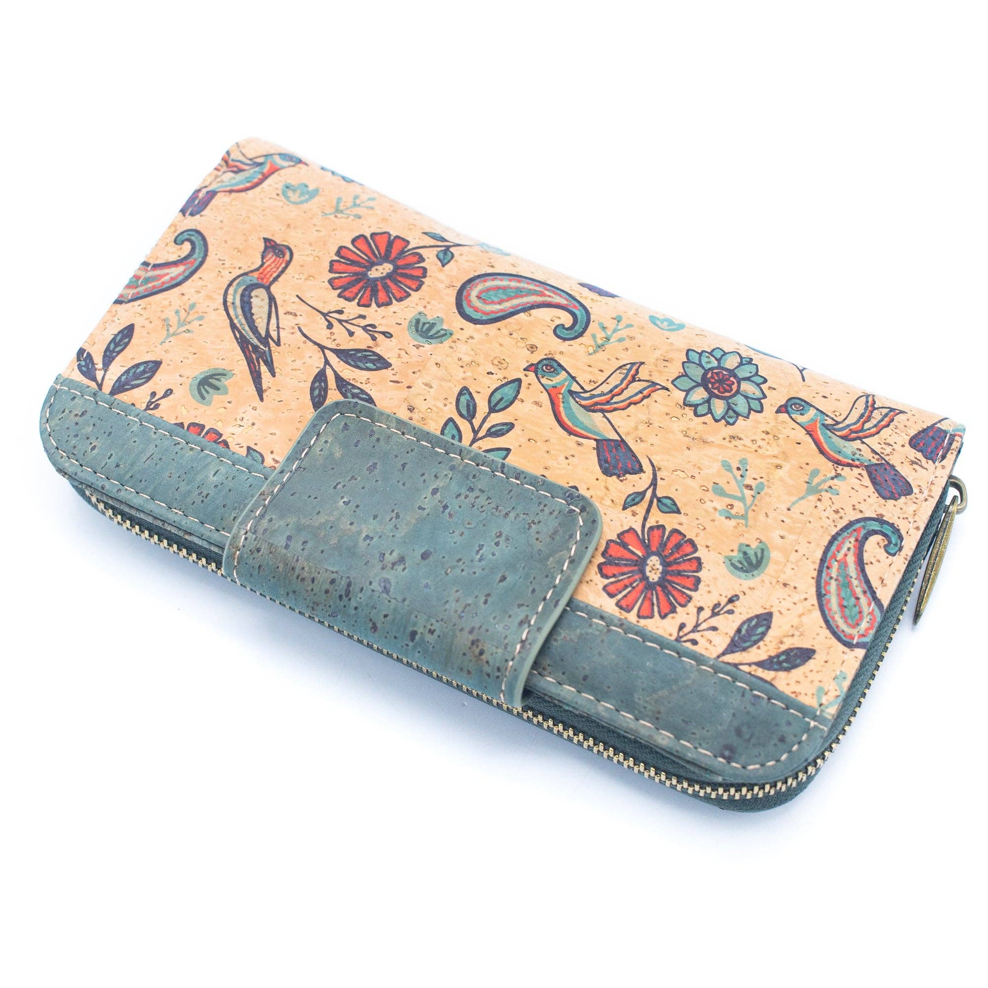 Billetera Bifold para Mujer de Corcho Color Turquesa con Diseño de Corcho BAG-2089