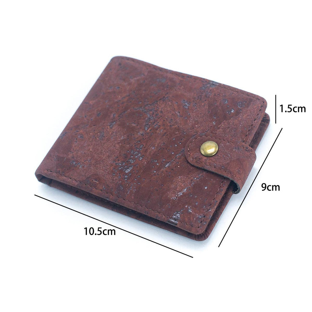 Schlankes zweifach faltbares Portemonnaie aus Kork mit Druckknopf BAG-2270-WALLET