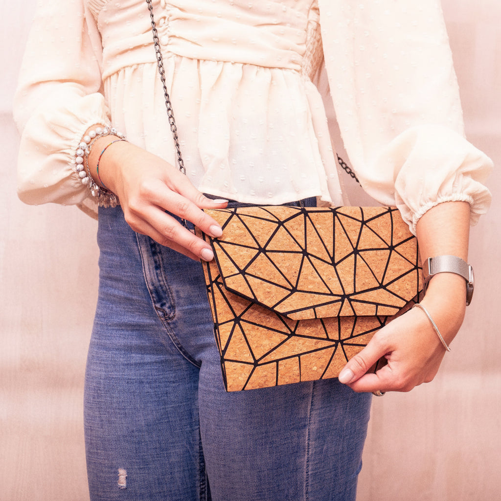Cork Geometric Chain Crossbody cork Bag  BAG-2069