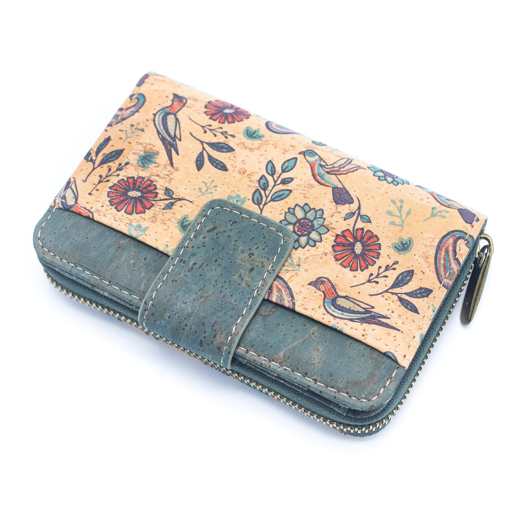 Monedero de Corcho con Patrón para Mujer Color Turquesa BAG-2088