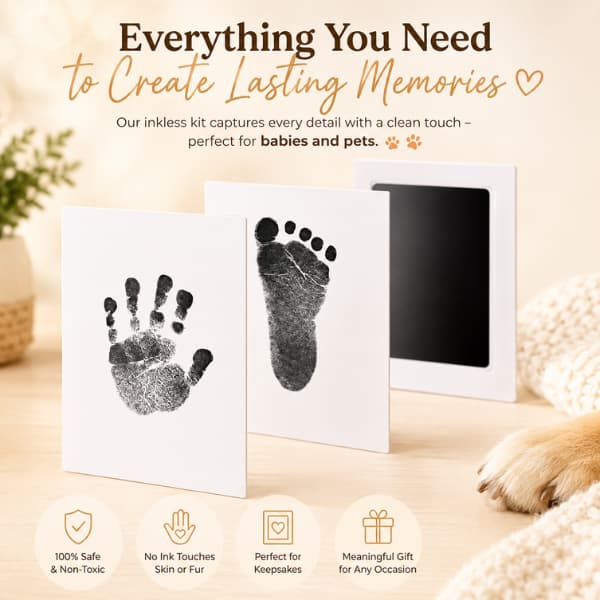 Inkless Paw Print Kit for Dogs & Cats – Clean Touch Pet Keepsake Pad for Paw & Nose Prints