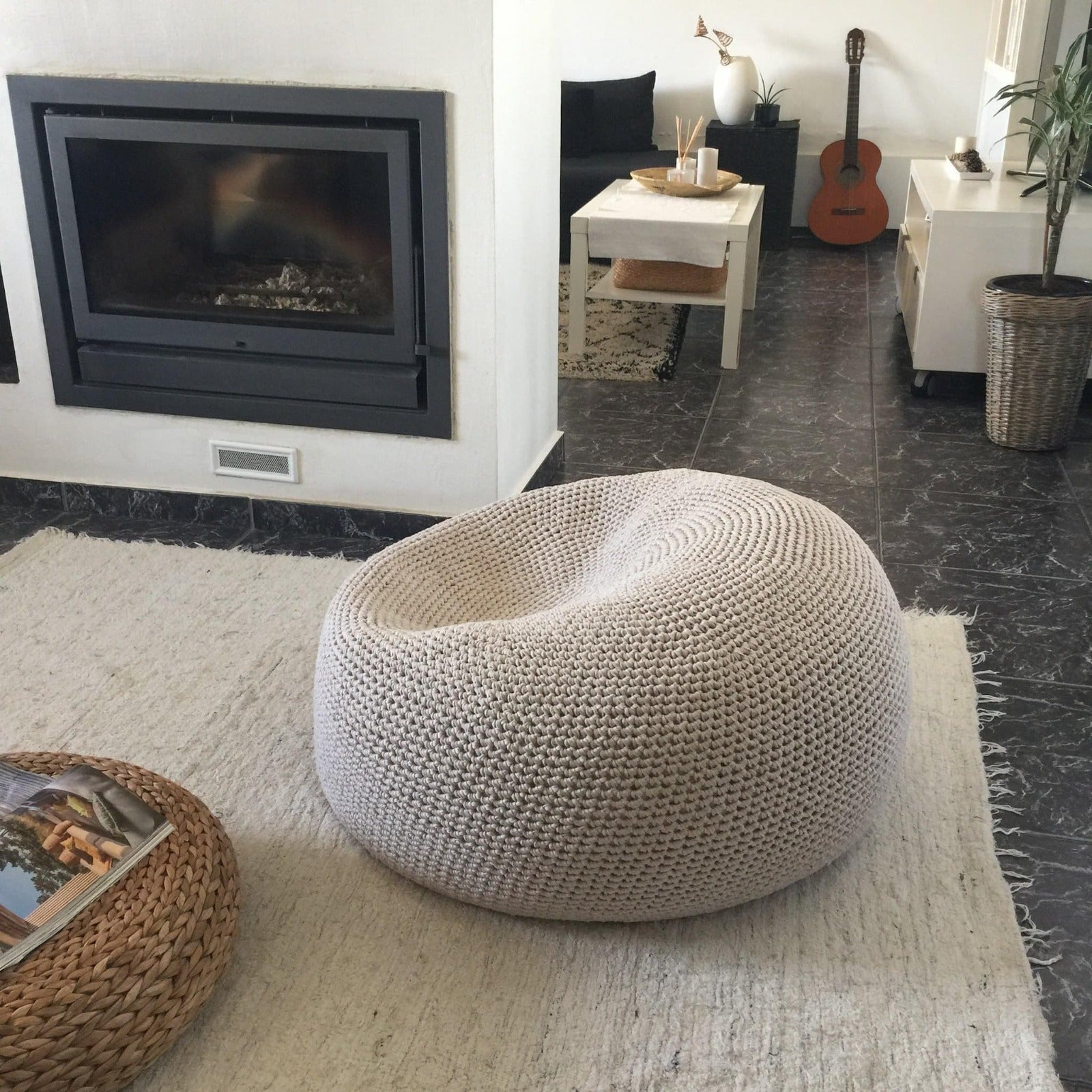 Extra Large Round Bean Bag Chair - Taupe