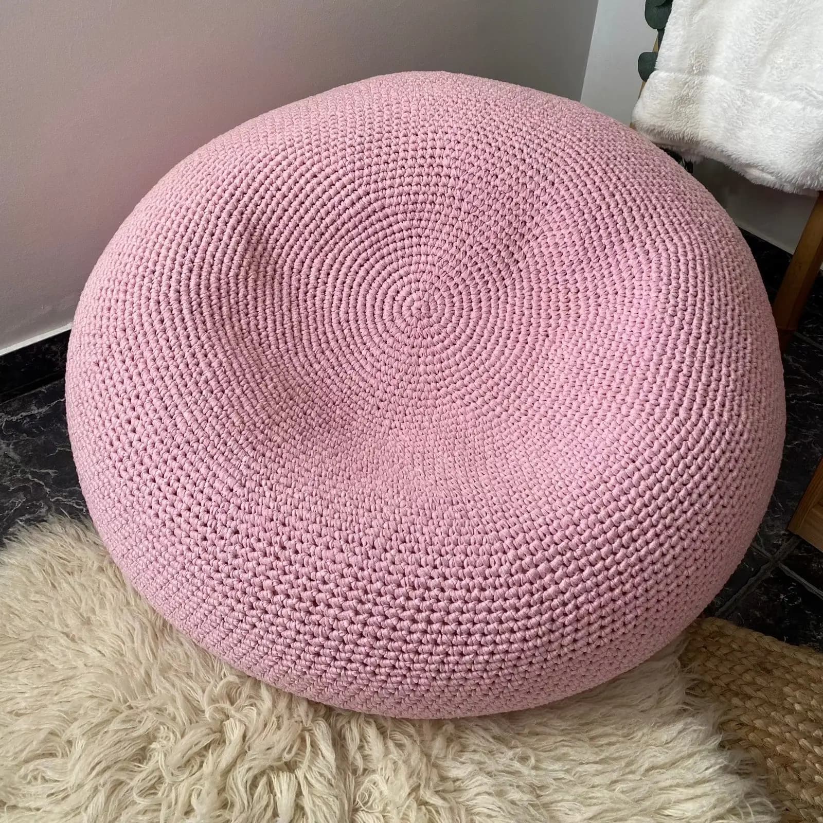 Riesiger runder Sitzsack | Hellrosa