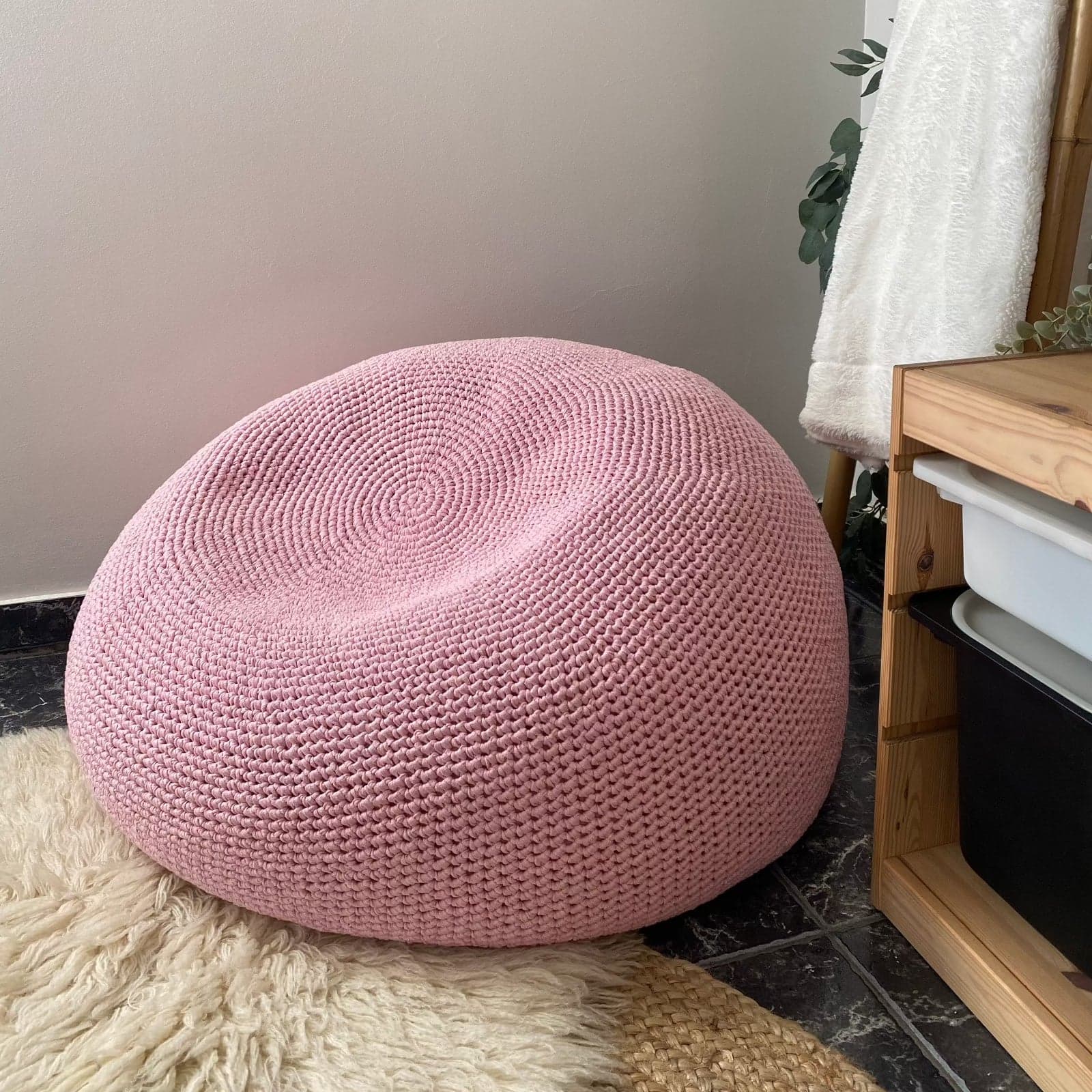 Riesiger runder Sitzsack | Hellrosa