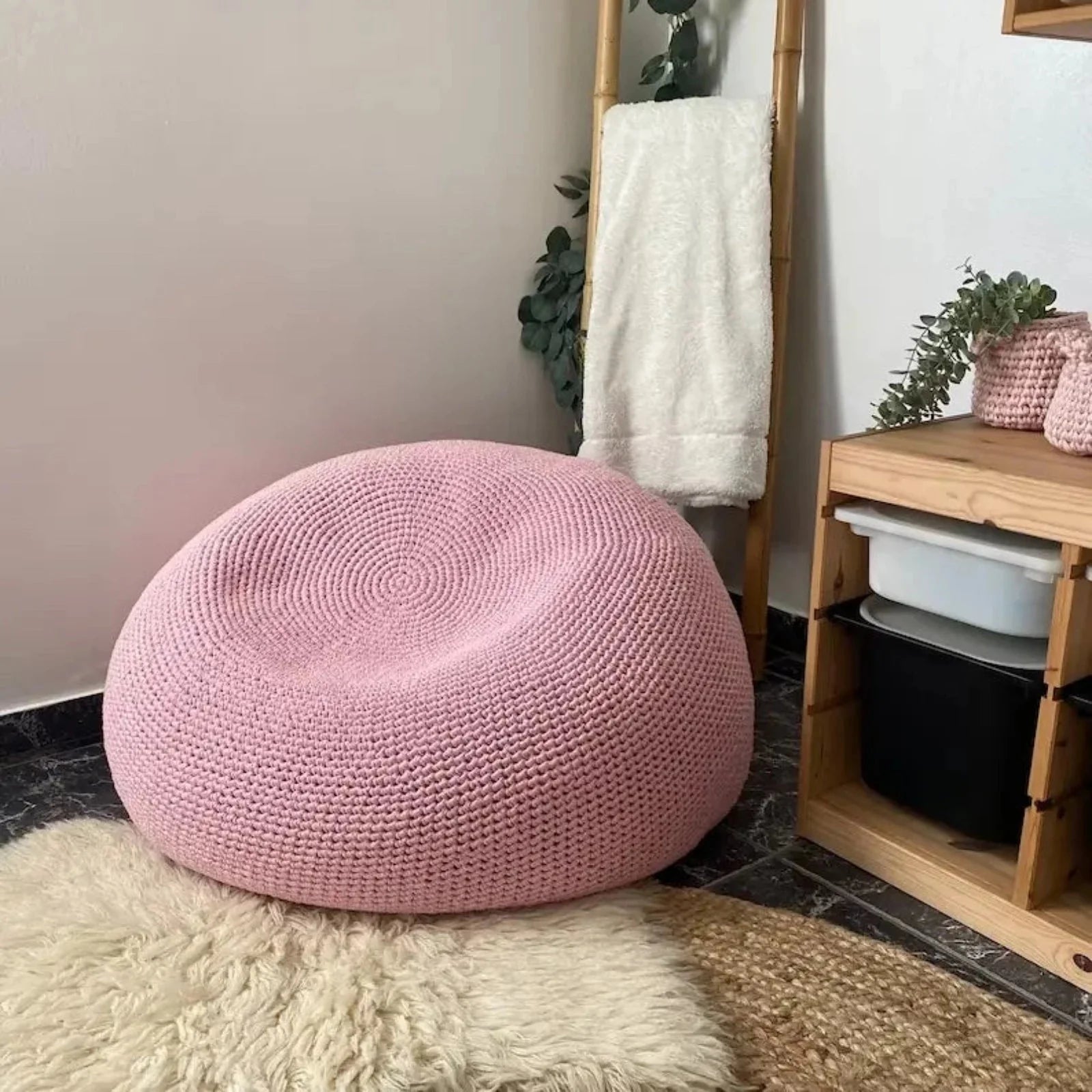 Riesiger runder Sitzsack | Hellrosa
