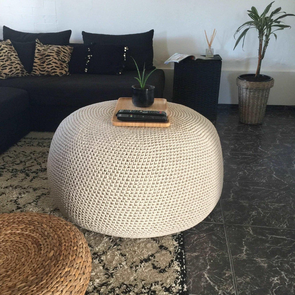 Extra Large Ottoman Pouf - Modern Round Coffee Table