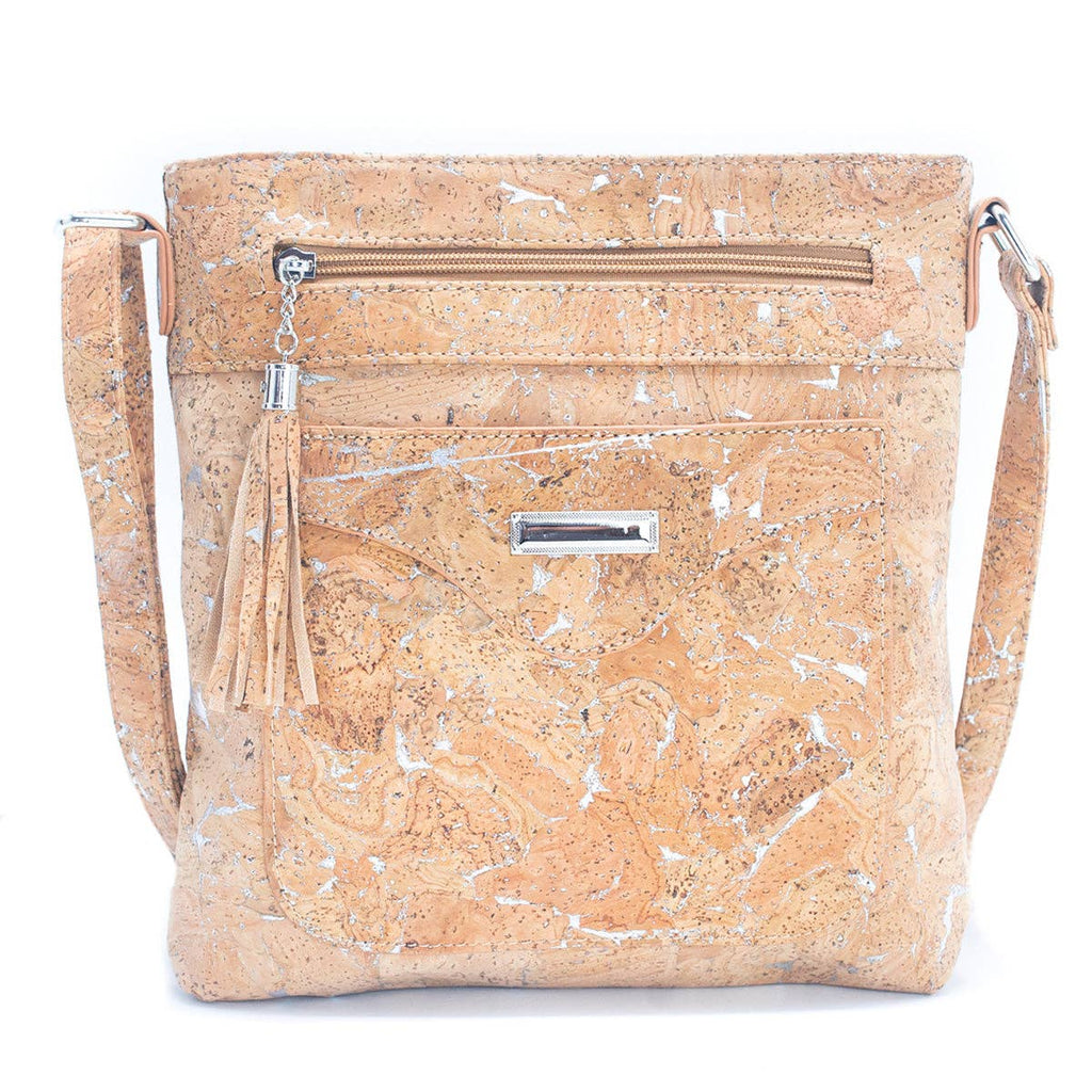 Bolso Bandolera para Mujer en Corcho Natural con Detalles Dorados o Plateados BAG-2249
