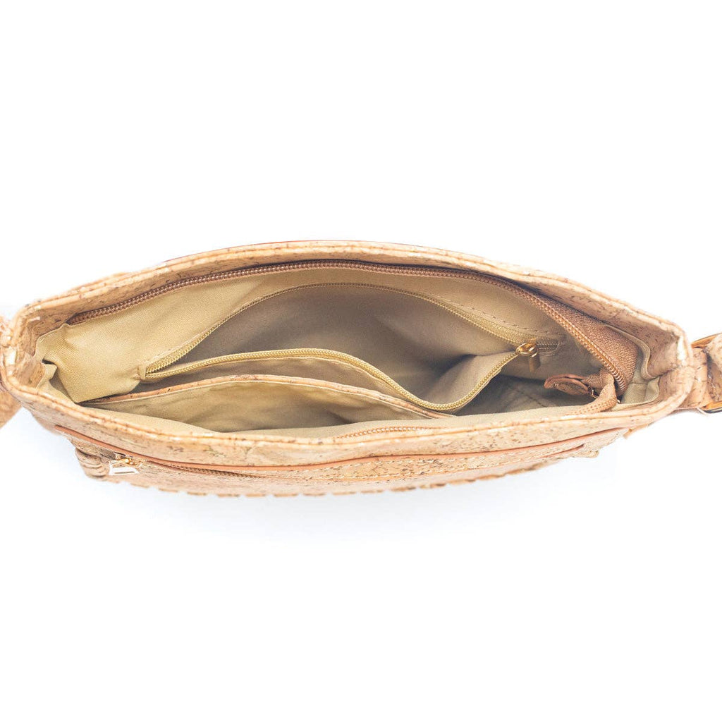 Corcho Natural con Acentos Dorados y Plateados - Bolso bandolera de Corcho para Mujer BAG-2251