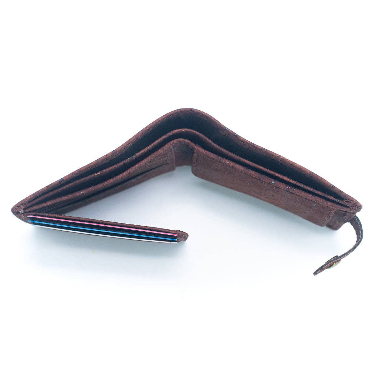 Schlankes zweifach faltbares Portemonnaie aus Kork mit Druckknopf BAG-2270-WALLET