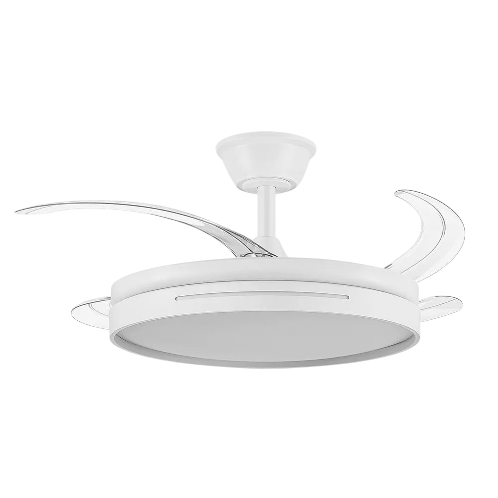 DC-Deckenventilator Micenas Sommer-Winter-Funktion 59W Weiß, 4 Flügel, 107°, 6980 lm, 3500-4000-6500K, mit Fernbedienung und Timer