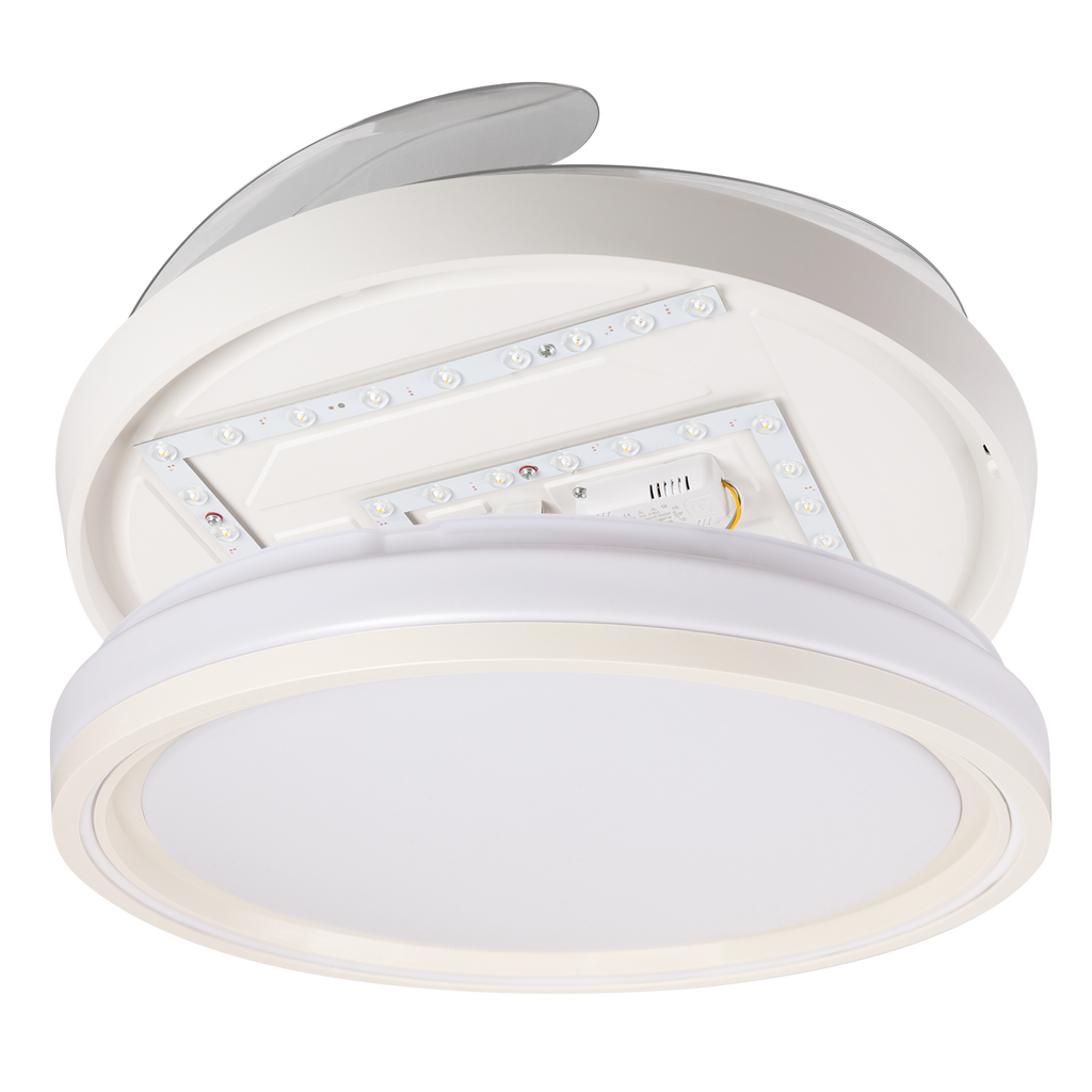 DC-Deckenventilator Bandido, Sommer-Winter-Funktion, 59 W, weiß, 4 Flügel, 107D, 5900 LM, 3500-4000-6500 K, Fernbedienung und Timer