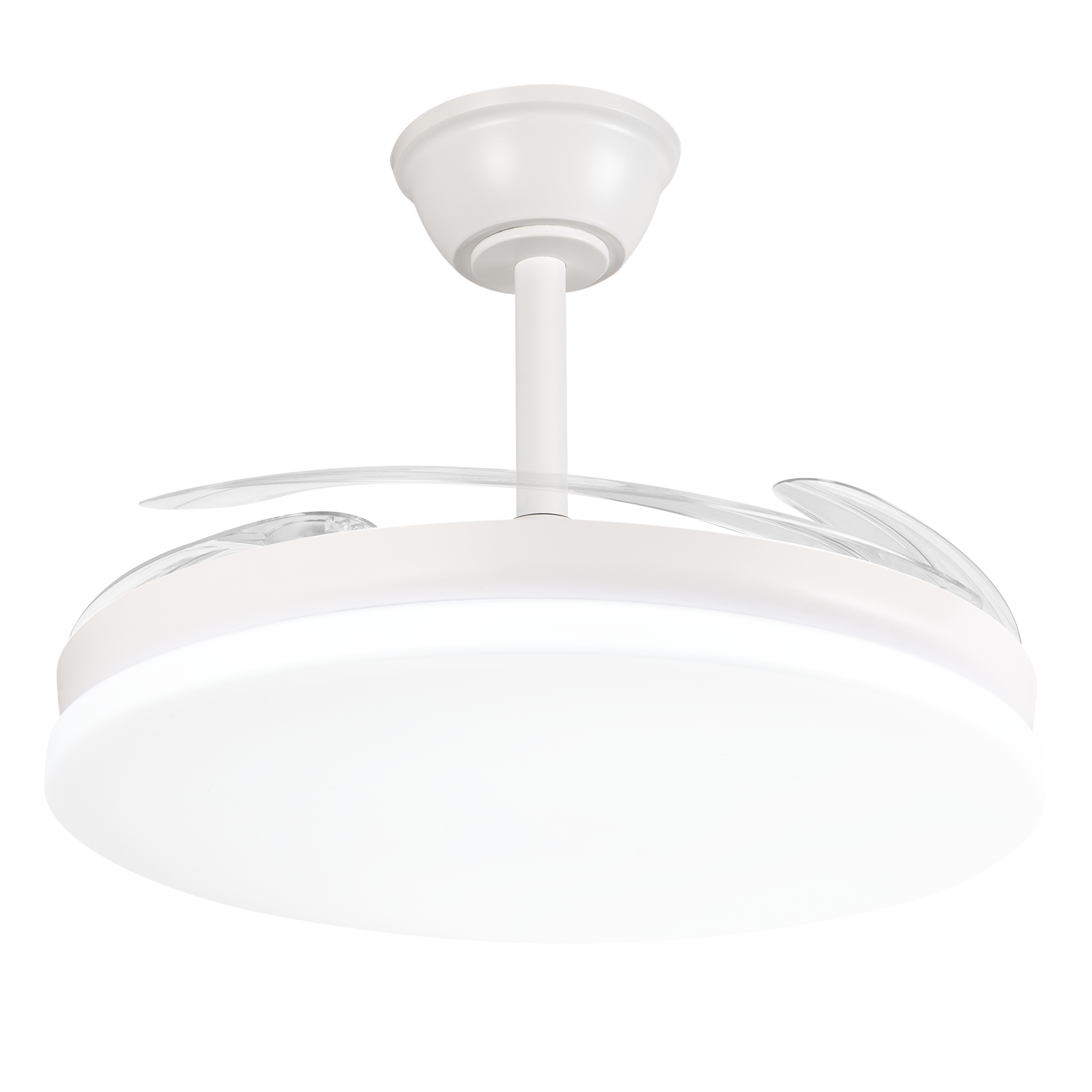 Trident DC-Ventilator, Sommer-Winter-Funktion, 59 W, Weiß, 4 Flügel, 107D, 6980 LM, Dimmer, Fernbedienung + Timer + Memory, 3000