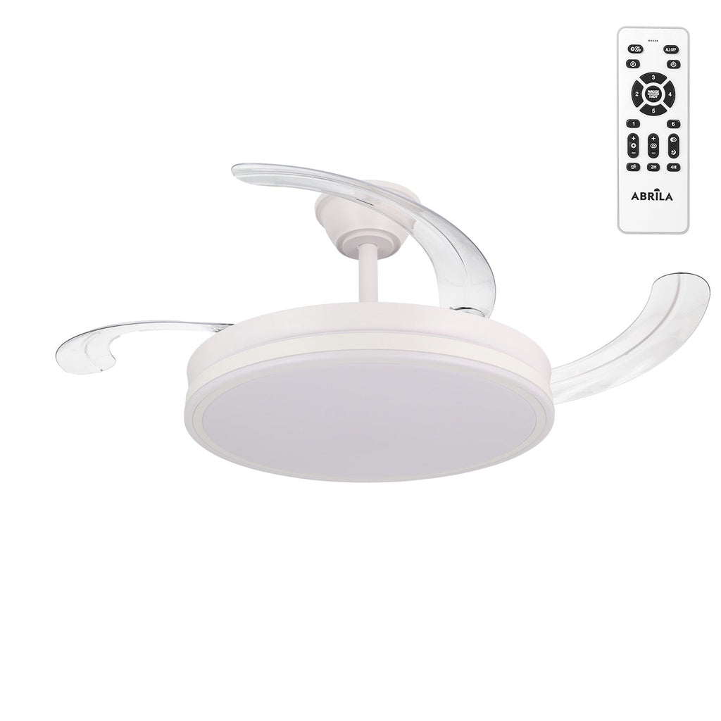 Scorpion DC-Deckenventilator, Sommer-Winter-Funktion, 59 W, weiß, 4 Flügel, 107D, Dimmer, 6980 LM, 3000-4000-6000 K, Fernbedienung + Ti