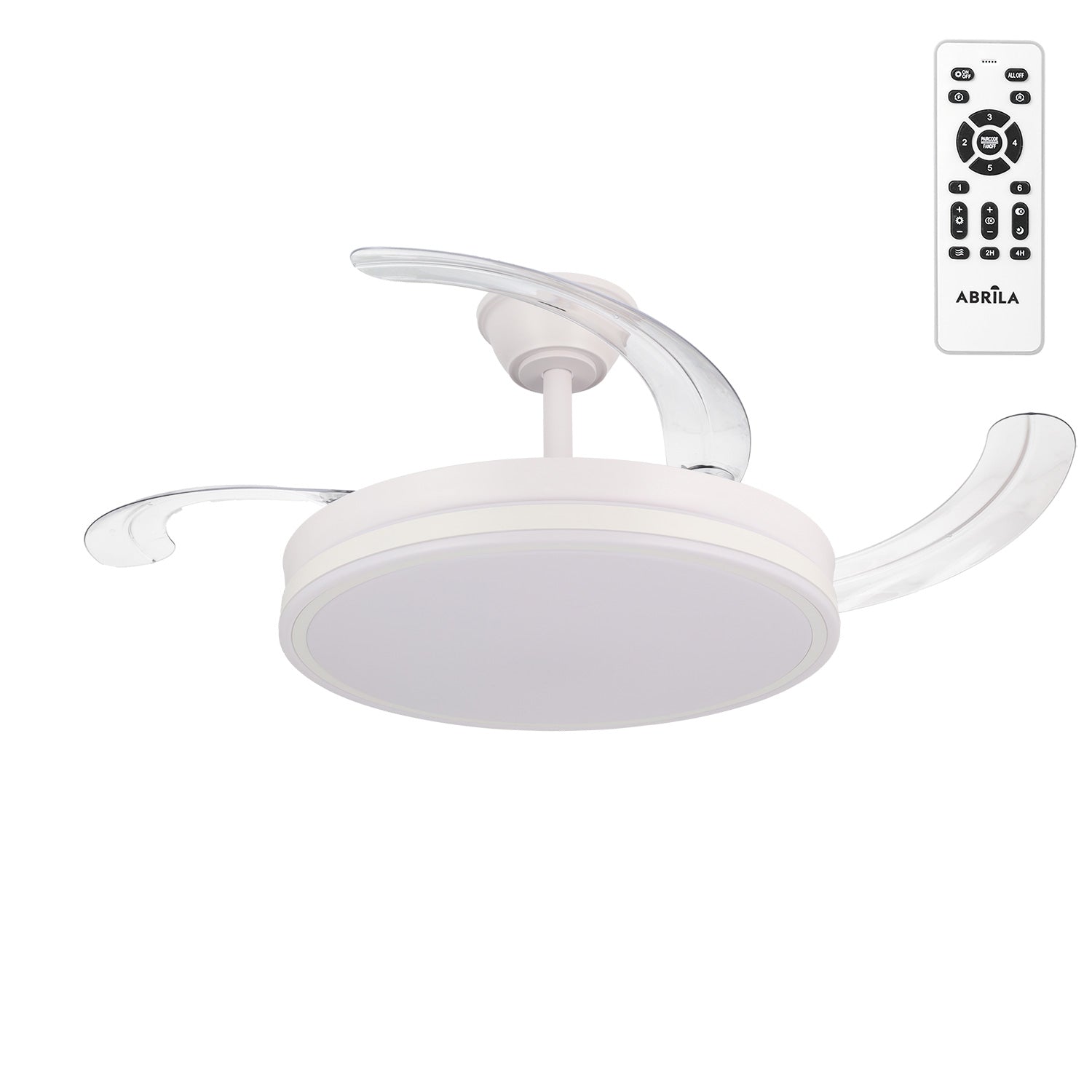 Scorpion DC-Deckenventilator, Sommer-Winter-Funktion, 59 W, weiß, 4 Flügel, 107D, Dimmer, 6980 LM, 3000-4000-6000 K, Fernbedienung + Ti