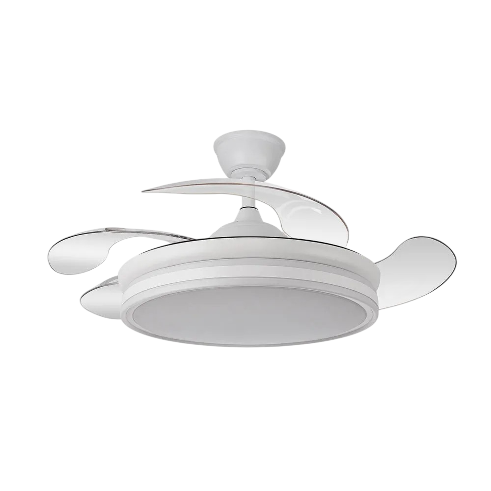 Ventilator Bayomo 59 W 6980 lm Weiß 4 Flügel Verschiebung 34,5/42x50/107 D.3 Farbe DC Fernbedienung + Einstellbare Intensität