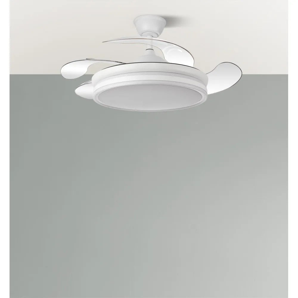 Ventilator Bayomo 59 W 6980 lm Weiß 4 Flügel Verschiebung 34,5/42x50/107 D.3 Farbe DC Fernbedienung + Einstellbare Intensität