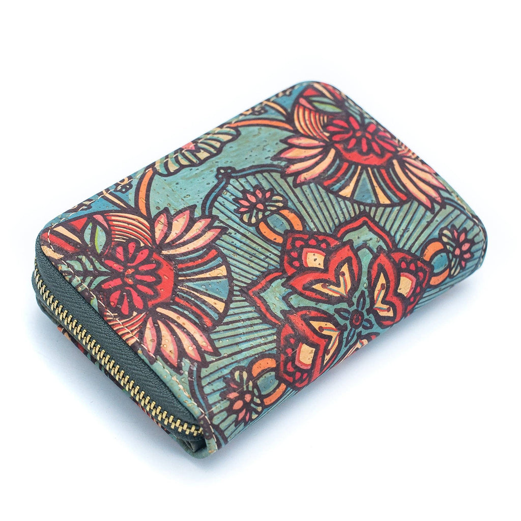 Turquoise Color Ladies Pattern Cork Wallet BAG-2088