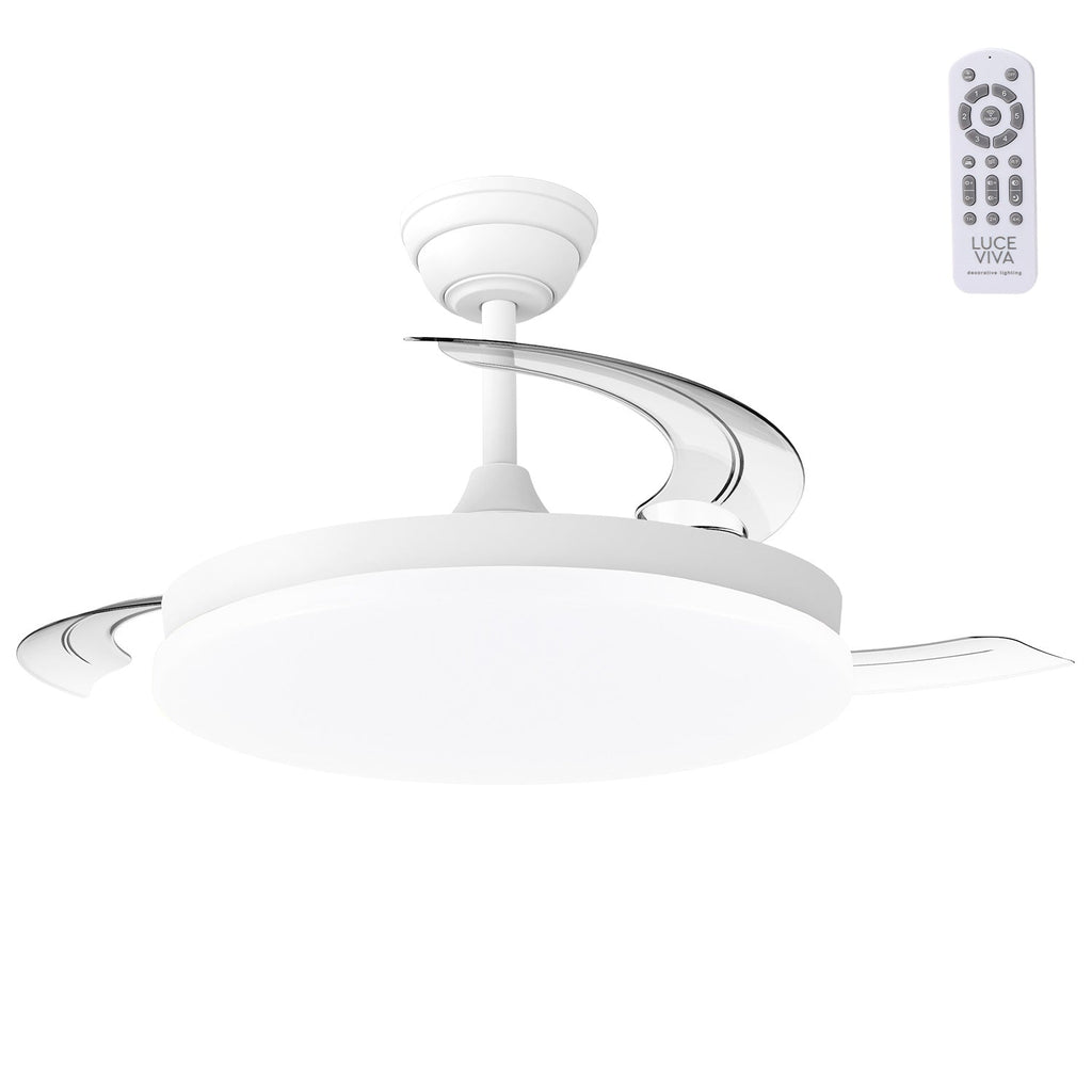 Ventilador DC "Marele", função verão/inverno, 48W, branco, 3 pás, 5040lm, 3500-4000-6500K, comando e temporizador