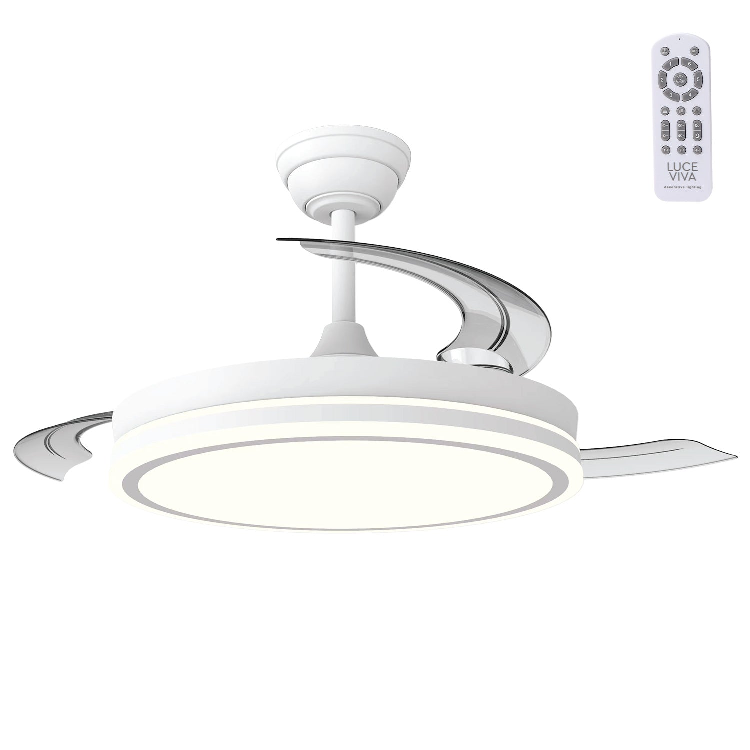 DC-Ventilator "Martina", Sommer-/Winterfunktion, 48W, weiß, 3 Flügel, 5040lm, 3500-4000-6500K, Fernbedienung und Timer