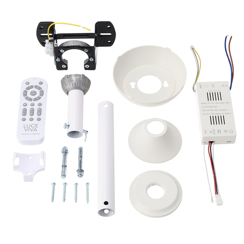 Pack com 36 ventiladores DC "Martina" · Função verão-inverno · 48W · Branco · 3 pás · 5040 lm · 3500-4000-6500K · Controle remoto e temporizador