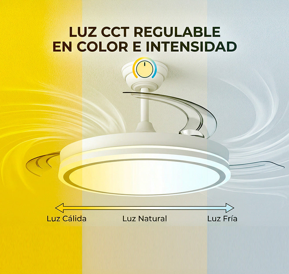Pack com 36 ventiladores DC "Martina" · Função verão-inverno · 48W · Branco · 3 pás · 5040 lm · 3500-4000-6500K · Controle remoto e temporizador