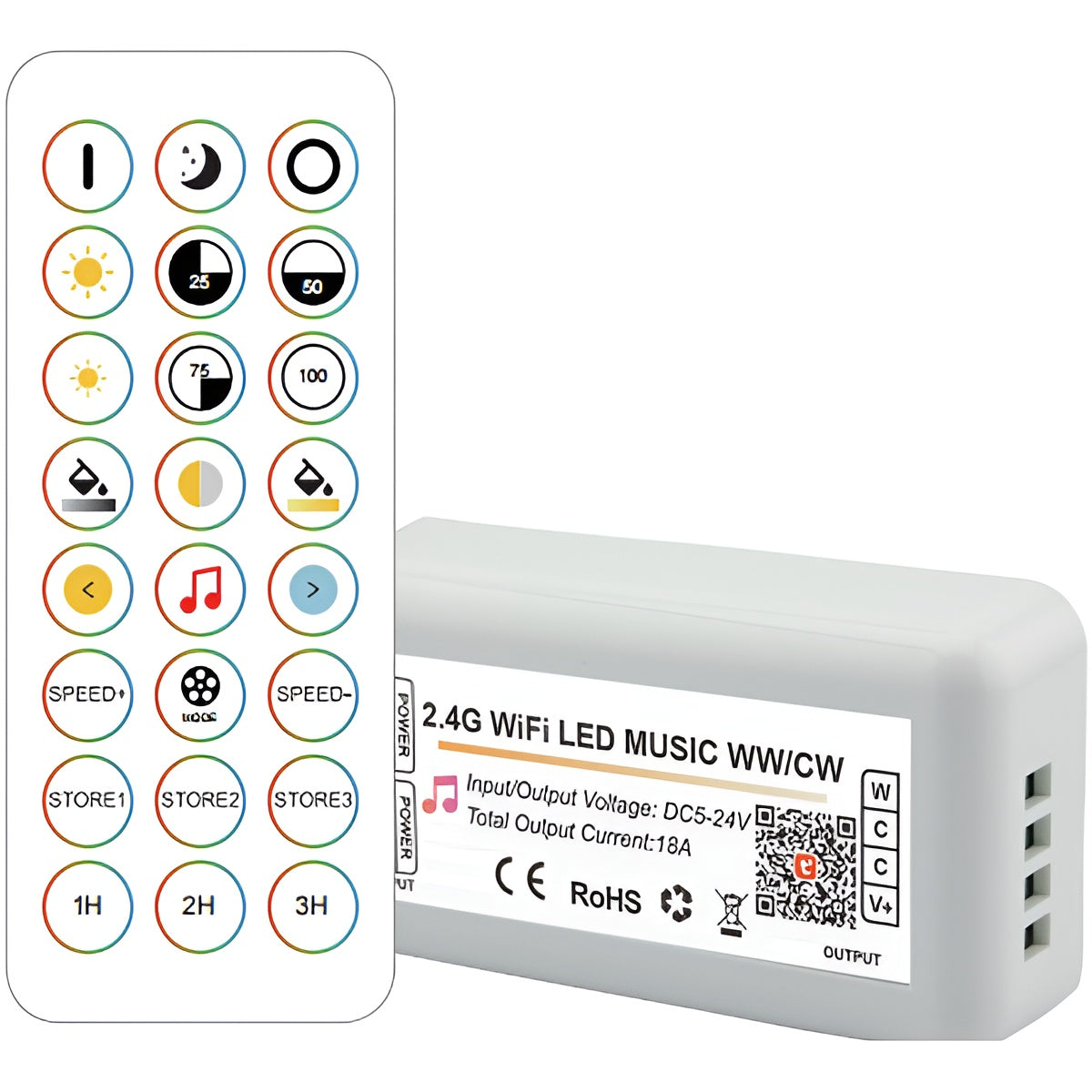 Tuya Wifi 2.4G RF CCT LED-Controller (Tunable White dimmbar) [HLP-YS-WIFI-RF24-02]