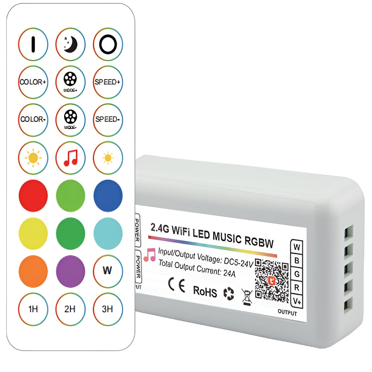 Controlador Tuya Wifi 2.4G RF RGBW LED 24 teclas [HLP-YS-WIFI-RF24-04]